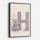 H For Hippo Watercolor Wall Art