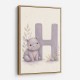 H For Hippo Watercolor Wall Art