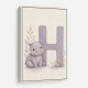 H For Hippo Watercolor Wall Art