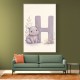 H For Hippo Watercolor Wall Art