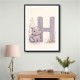 H For Hippo Watercolor Wall Art