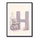 H For Hippo Watercolor Wall Art