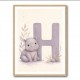 H For Hippo Watercolor Wall Art
