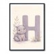 H For Hippo Watercolor Wall Art