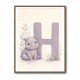 H For Hippo Watercolor Wall Art