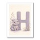 H For Hippo Watercolor Wall Art