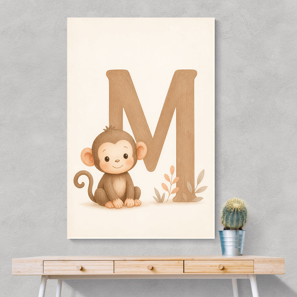M For Monkey Childrens Art Print