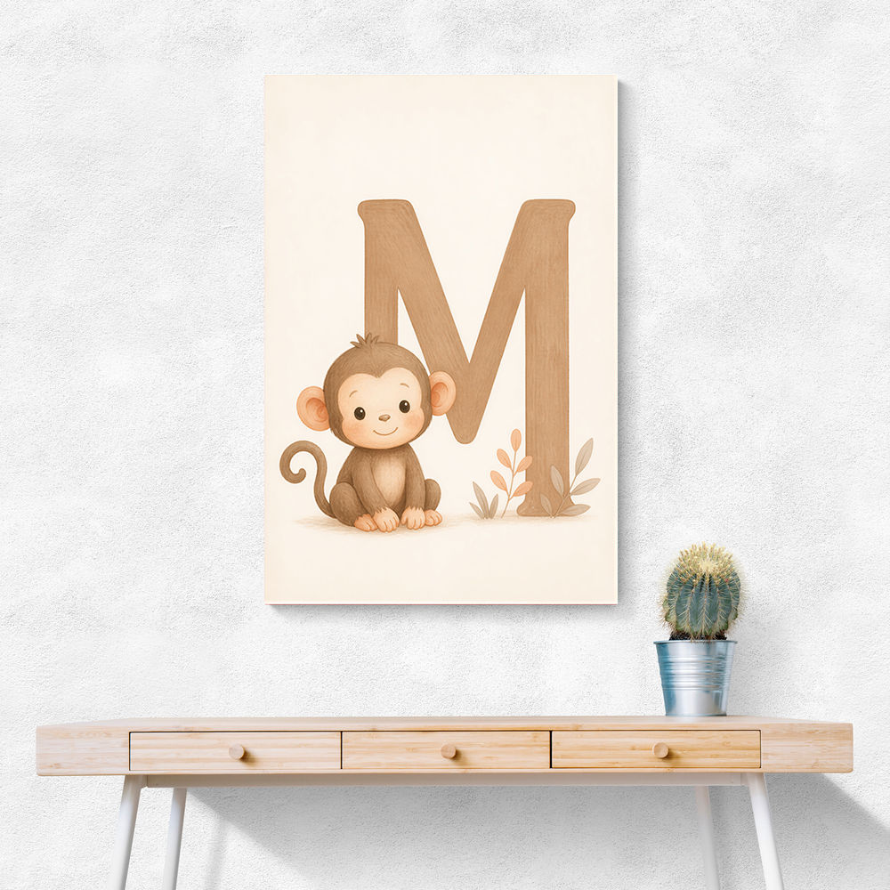M For Monkey Childrens Art Print