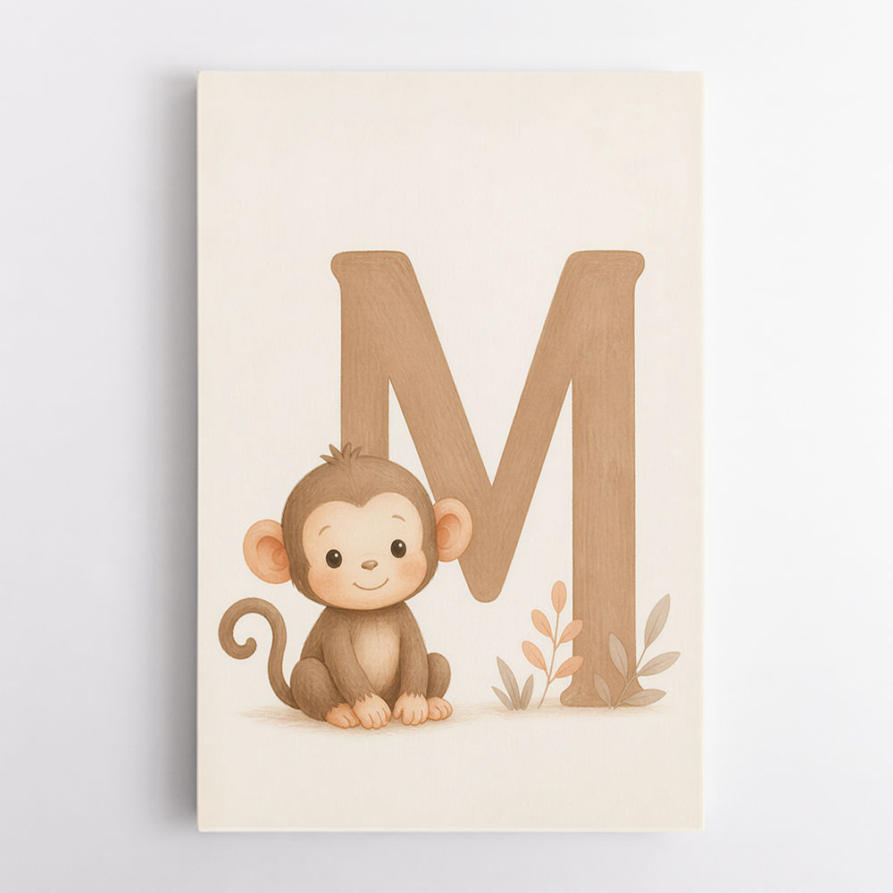 M For Monkey Childrens Art Print