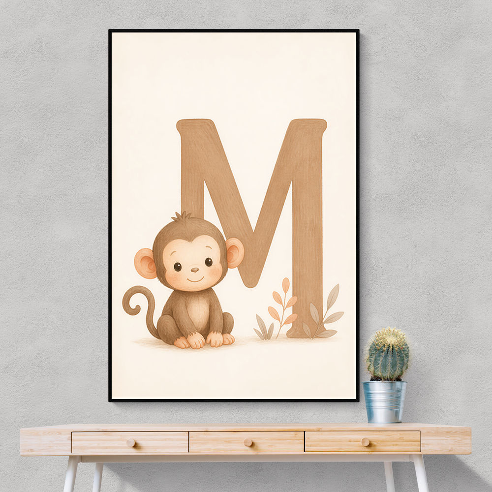 M For Monkey Childrens Art Print