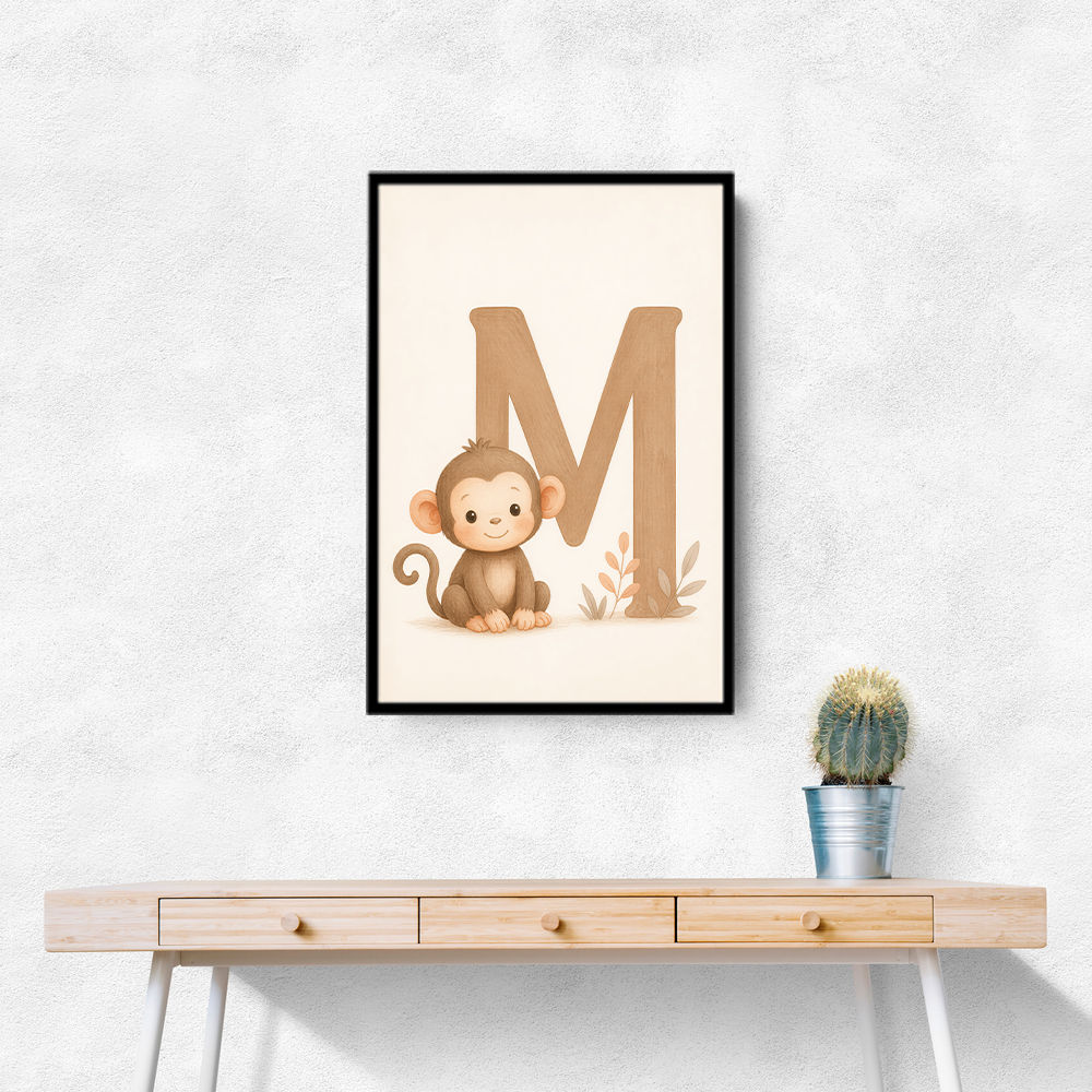 M For Monkey Childrens Art Print