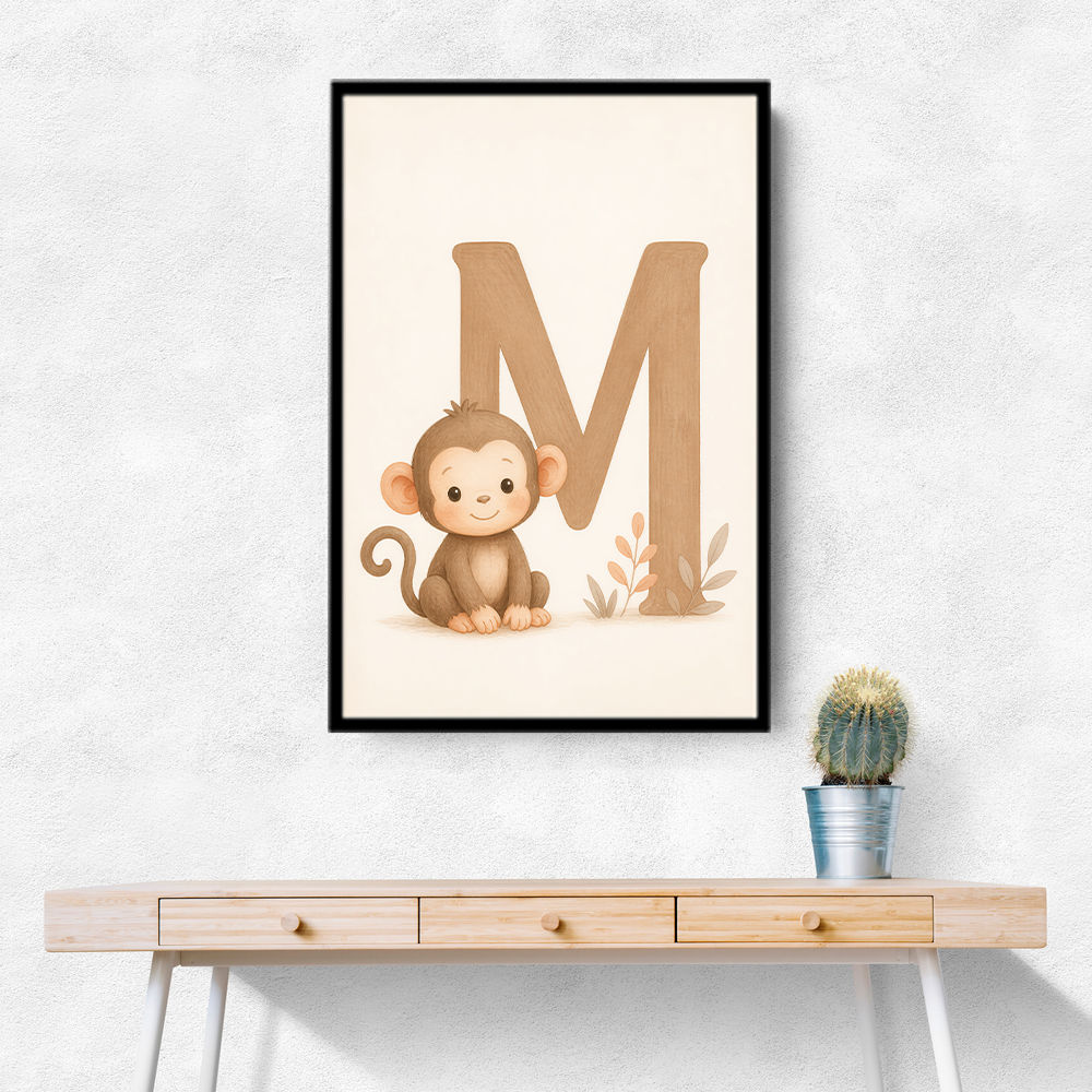 M For Monkey Childrens Art Print