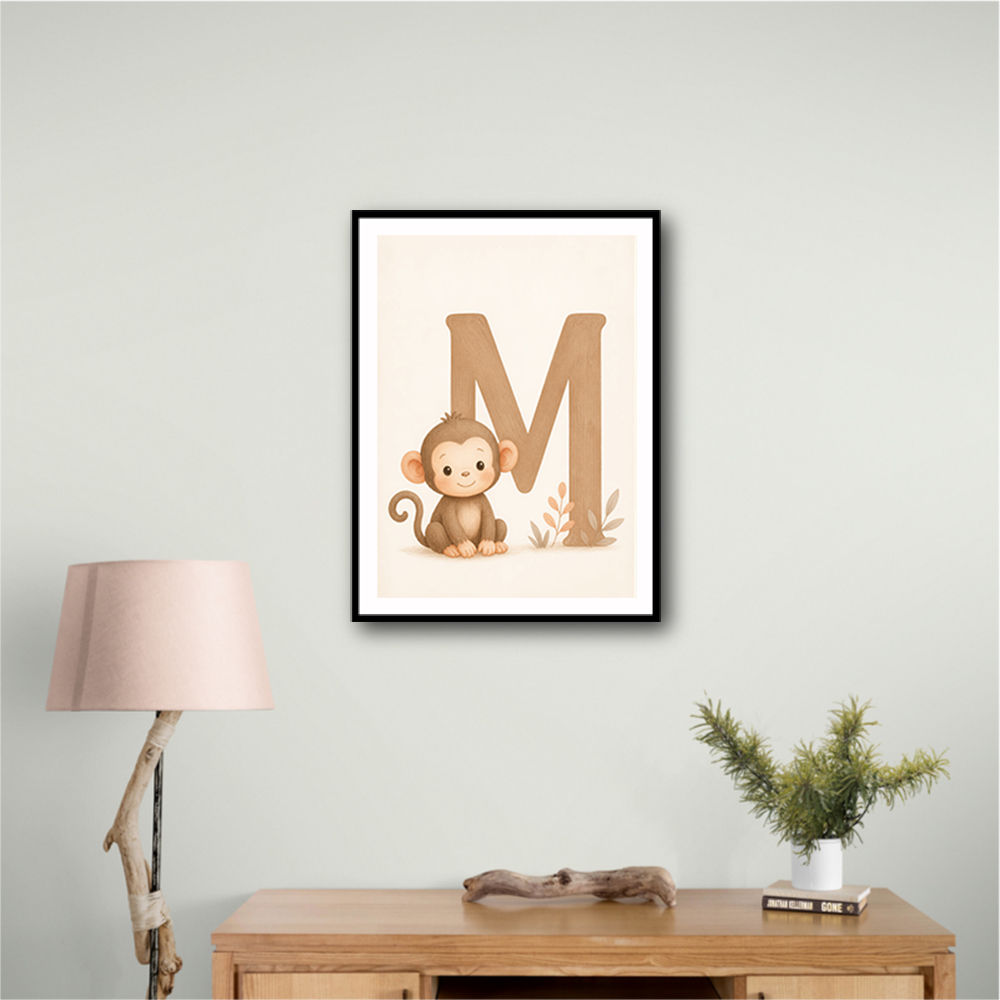 M For Monkey Childrens Art Print