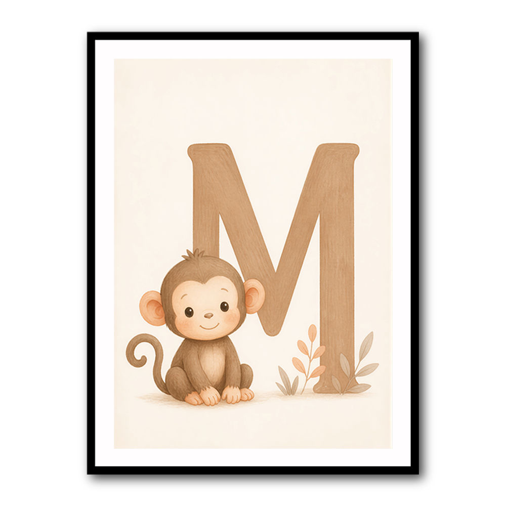 M For Monkey Childrens Art Print