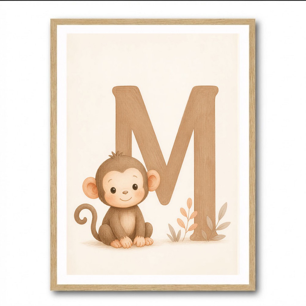 M For Monkey Childrens Art Print