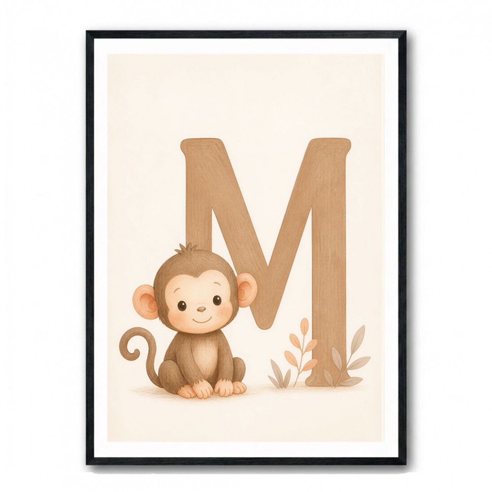 M For Monkey Childrens Art Print