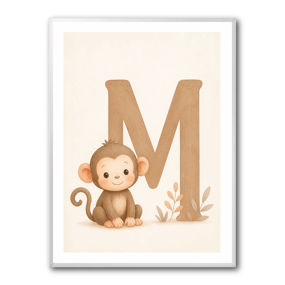 M For Monkey Childrens Art Print