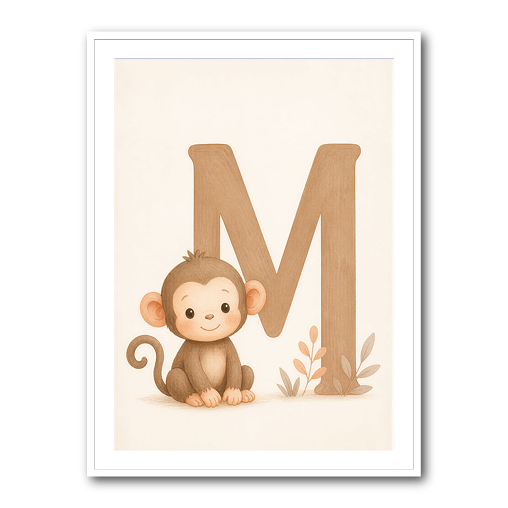 M For Monkey Childrens Art Print