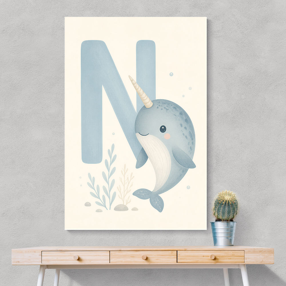 N For Narwhal Nursery Wall Art