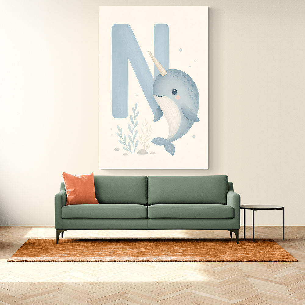 N For Narwhal Nursery Wall Art