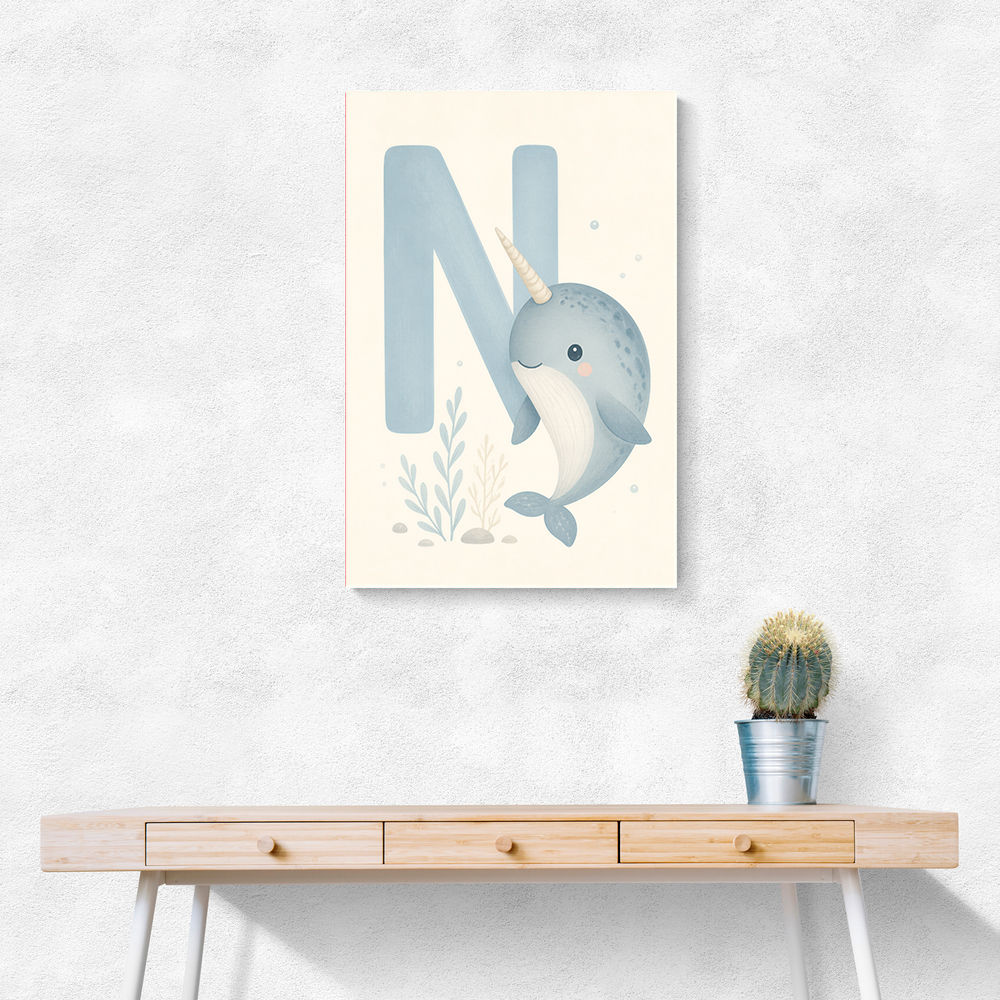 N For Narwhal Nursery Wall Art