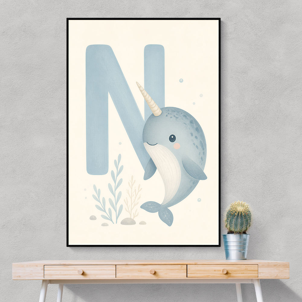 N For Narwhal Nursery Wall Art