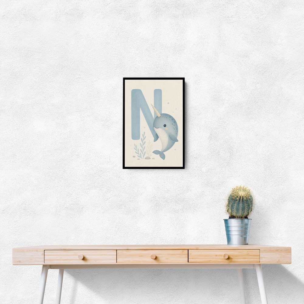 N For Narwhal Nursery Wall Art