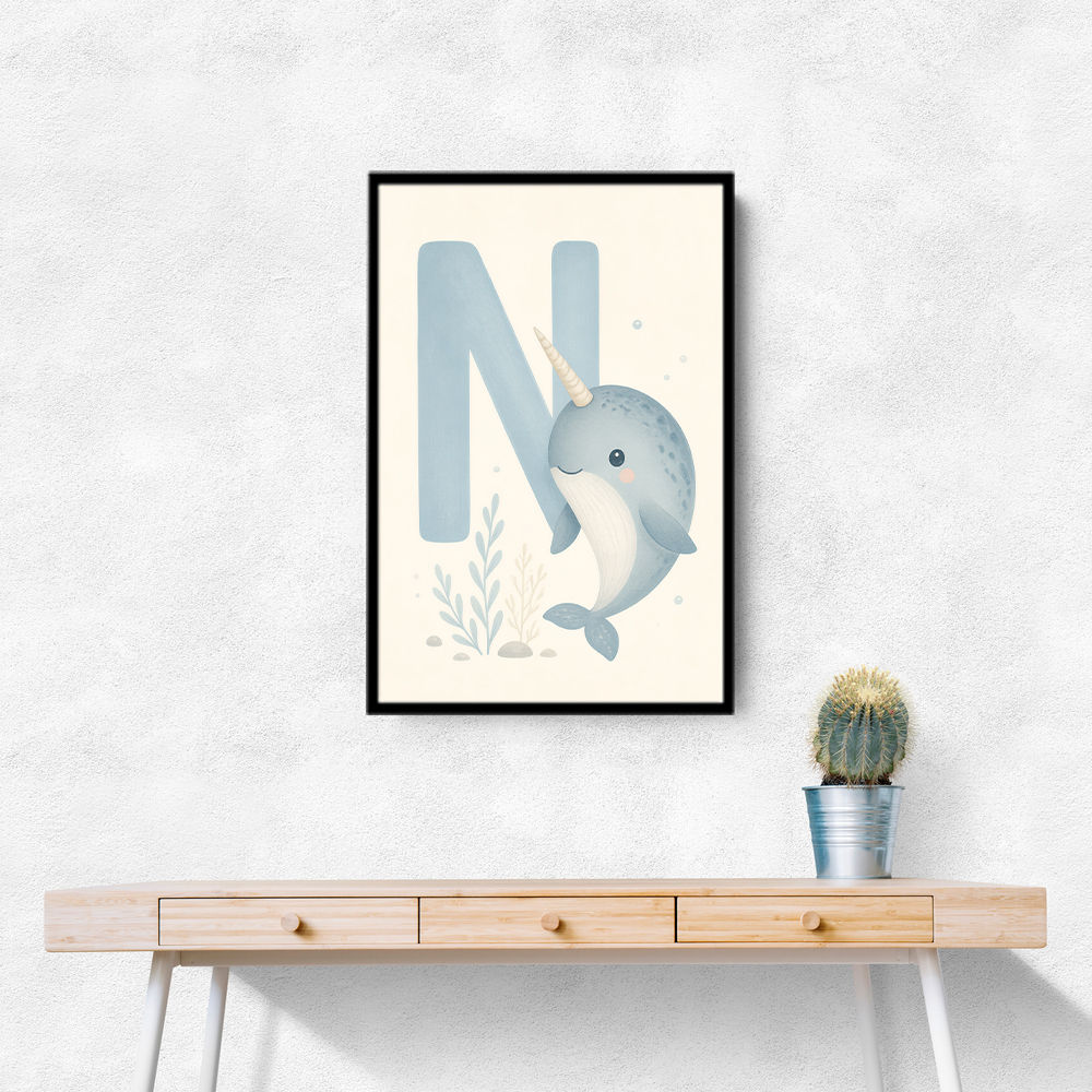 N For Narwhal Nursery Wall Art