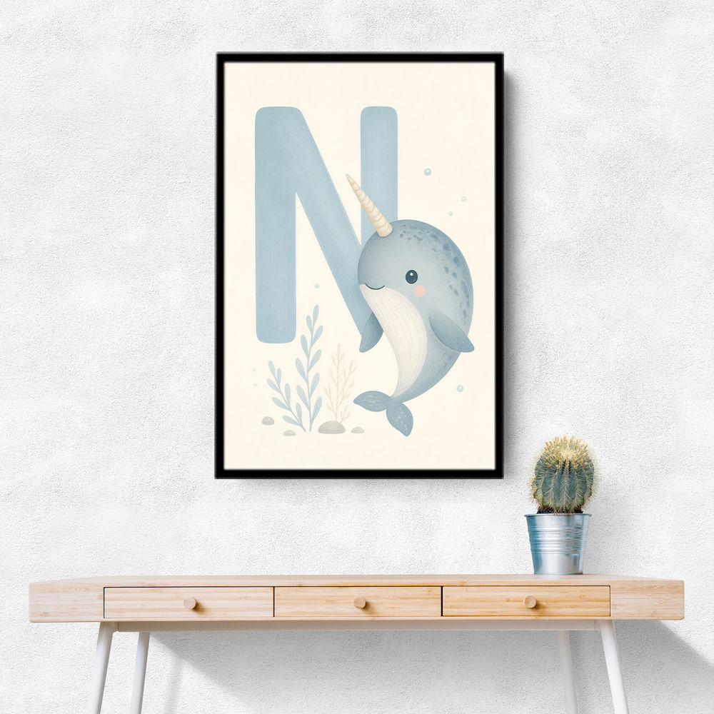 N For Narwhal Nursery Wall Art