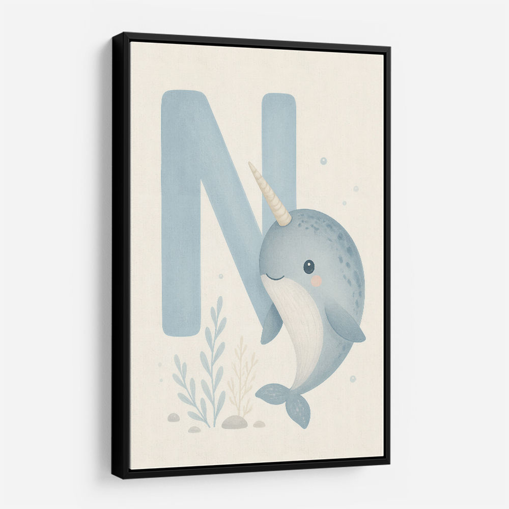 N For Narwhal Nursery Wall Art