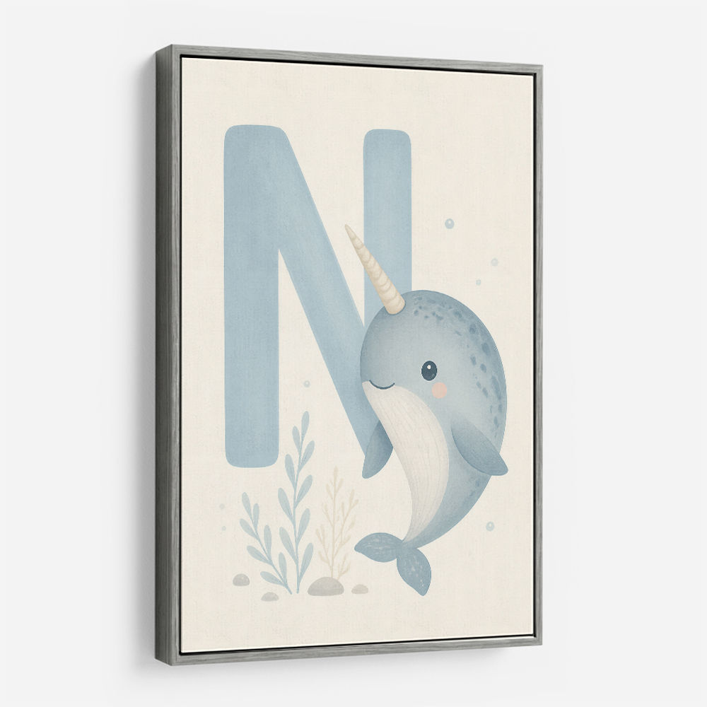 N For Narwhal Nursery Wall Art