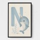 N For Narwhal Nursery Wall Art