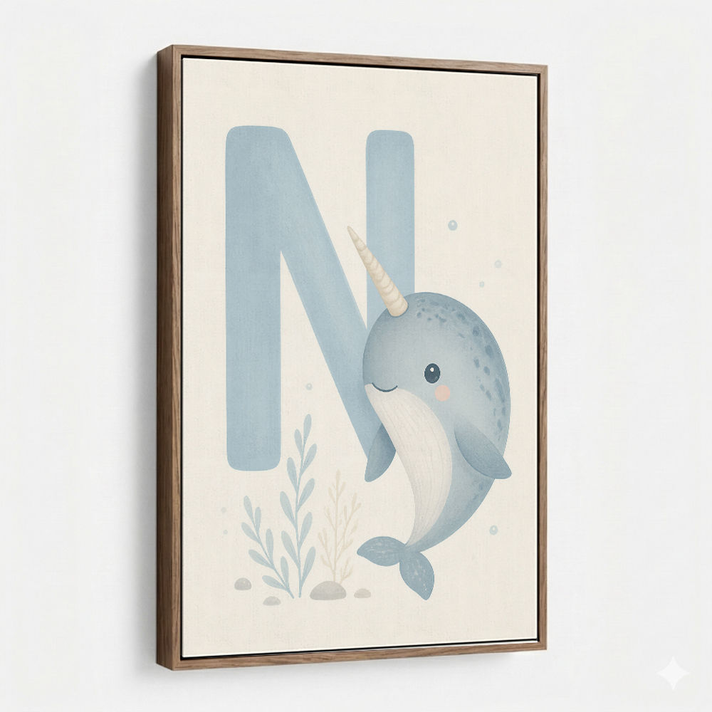 N For Narwhal Nursery Wall Art