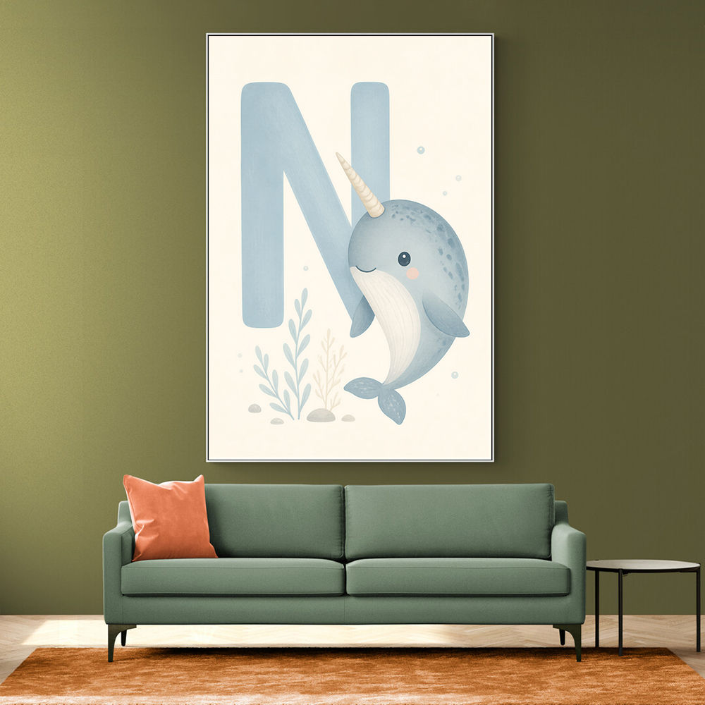 N For Narwhal Nursery Wall Art