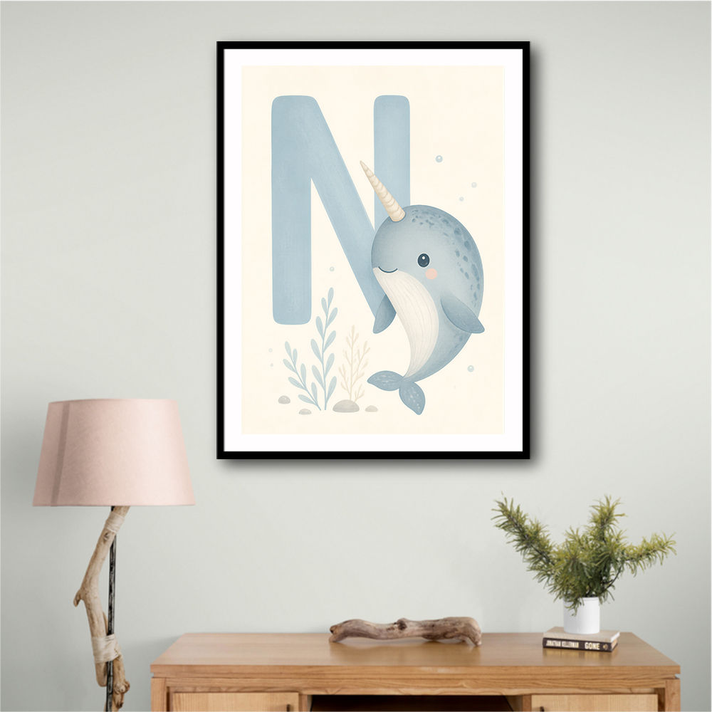 N For Narwhal Nursery Wall Art