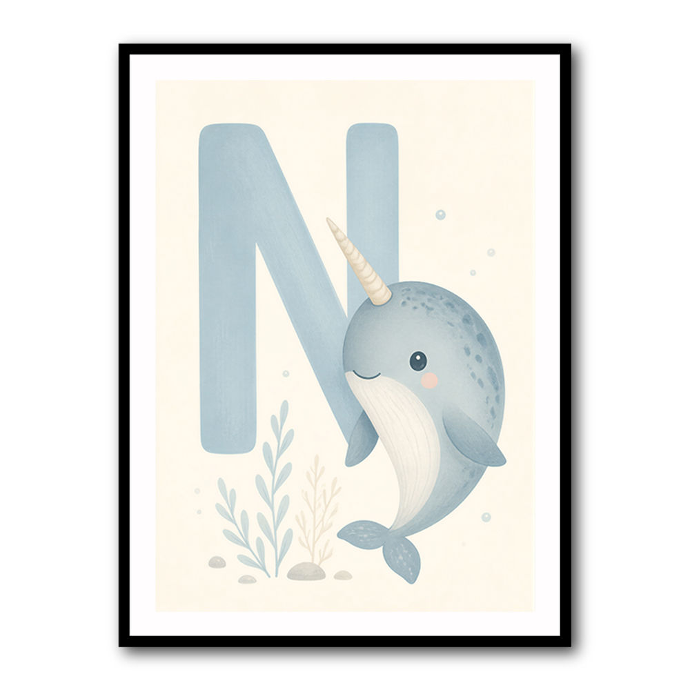 N For Narwhal Nursery Wall Art