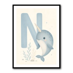 N For Narwhal Nursery Wall Art