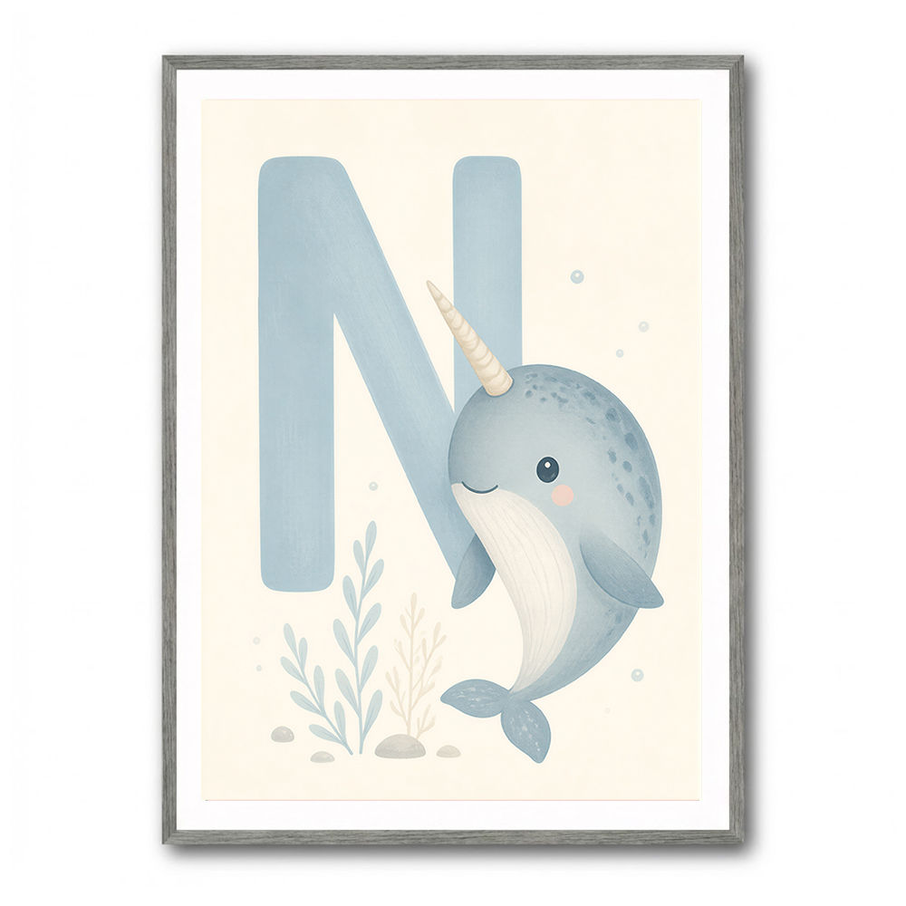 N For Narwhal Nursery Wall Art
