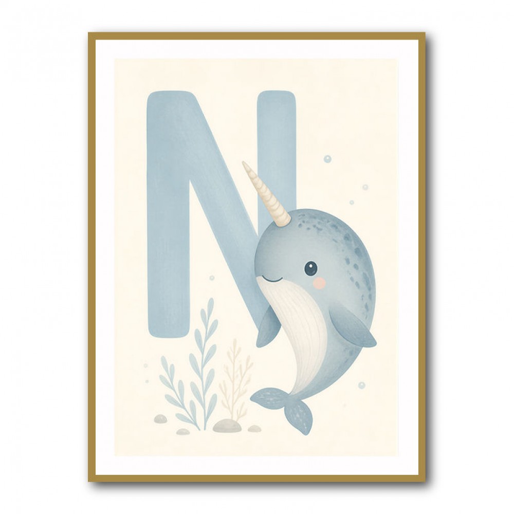N For Narwhal Nursery Wall Art