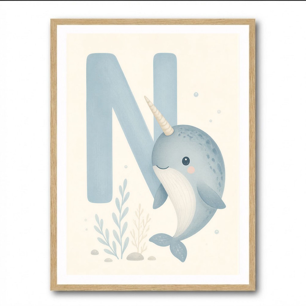 N For Narwhal Nursery Wall Art