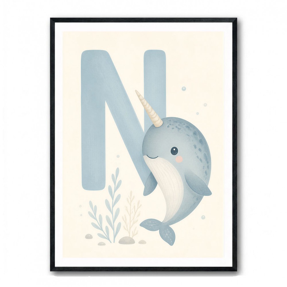 N For Narwhal Nursery Wall Art