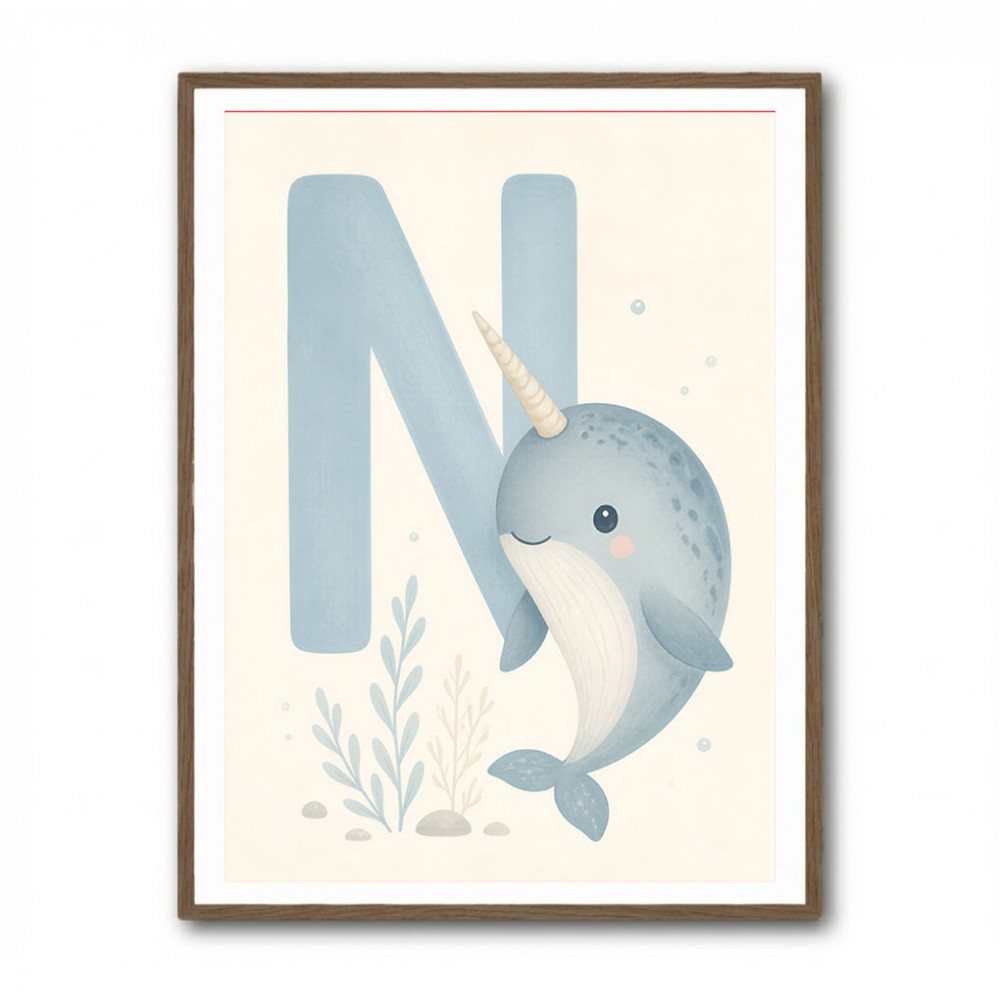 N For Narwhal Nursery Wall Art