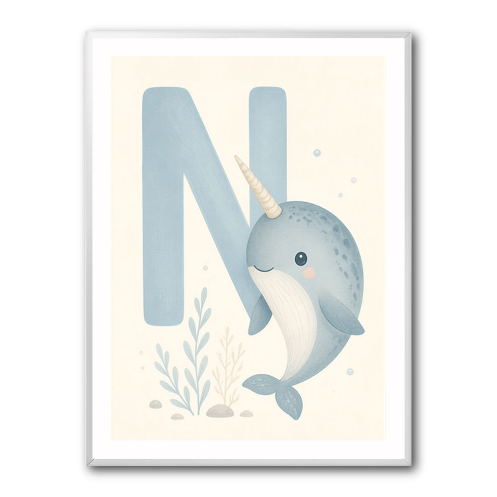 N For Narwhal Nursery Wall Art