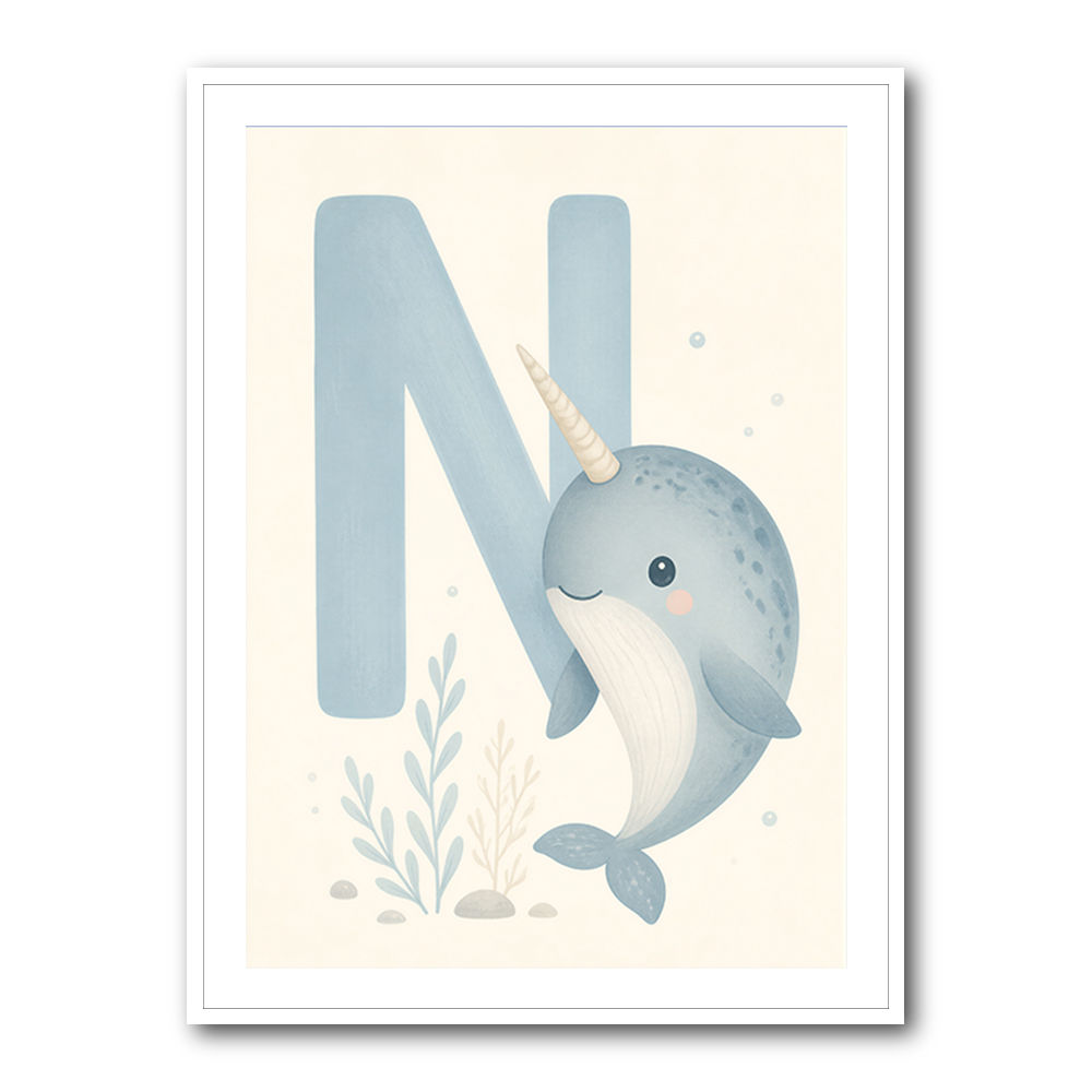 N For Narwhal Nursery Wall Art