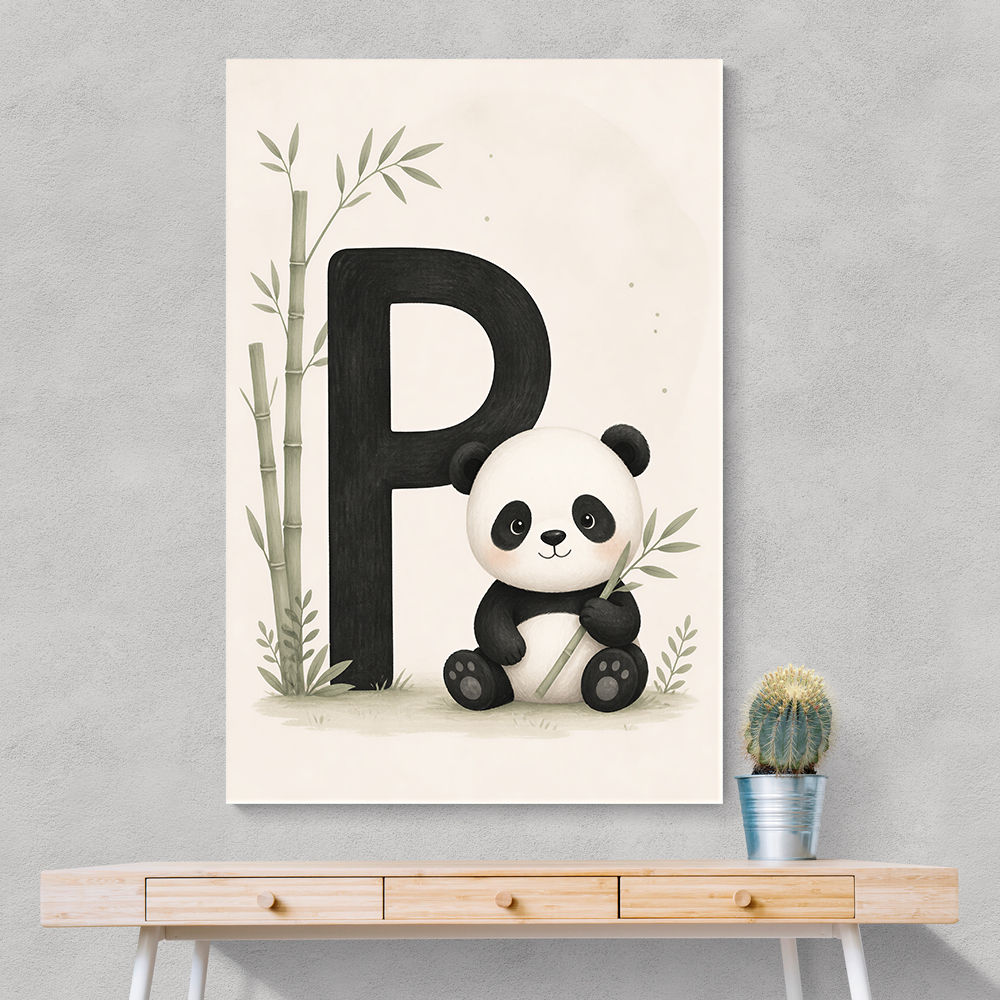 P For Panda Kids Wall Art