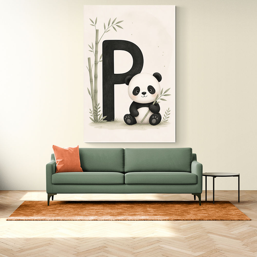 P For Panda Kids Wall Art