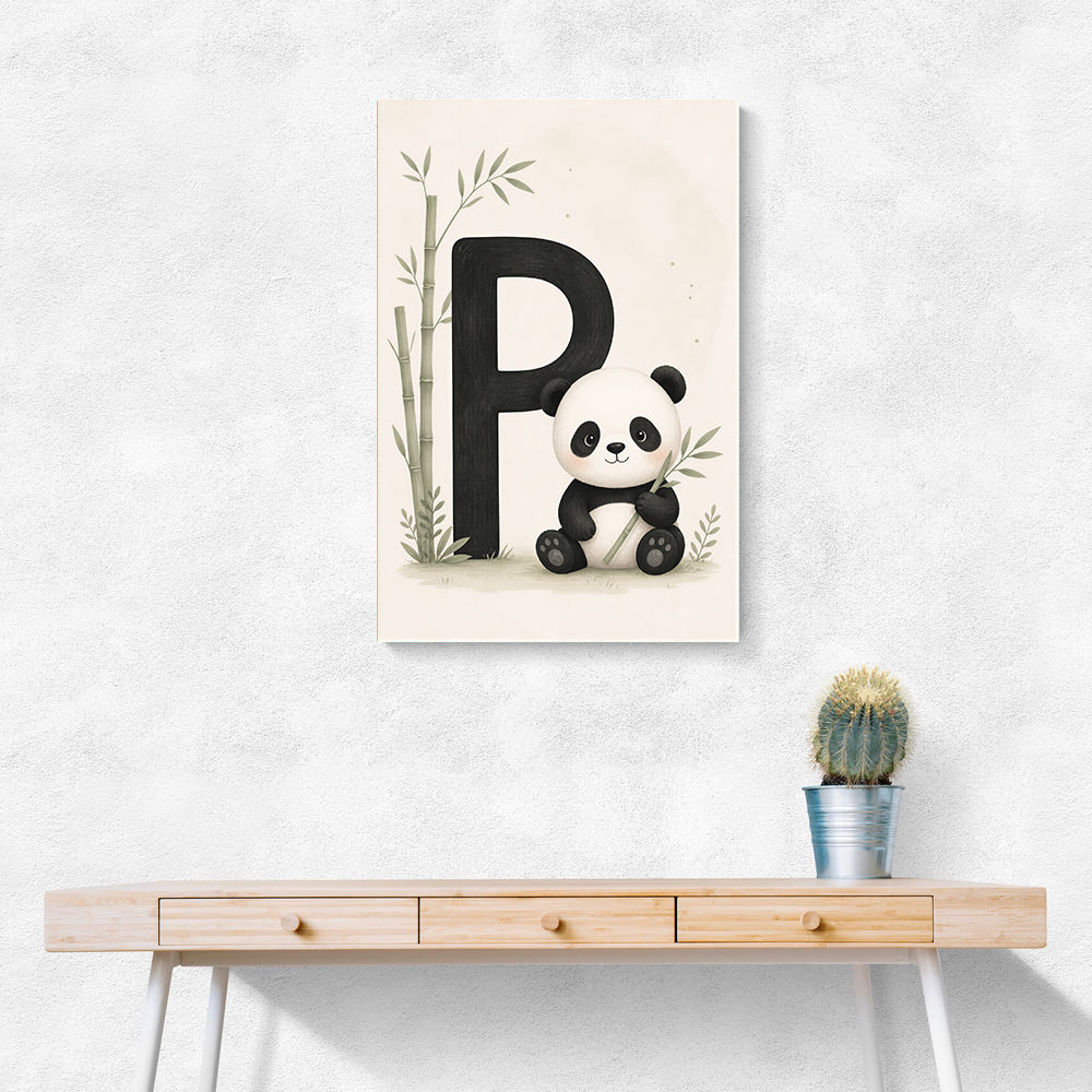 P For Panda Kids Wall Art