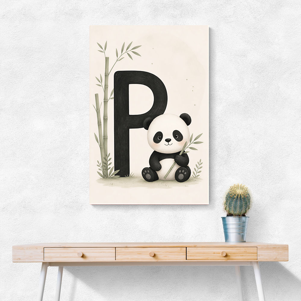 P For Panda Kids Wall Art