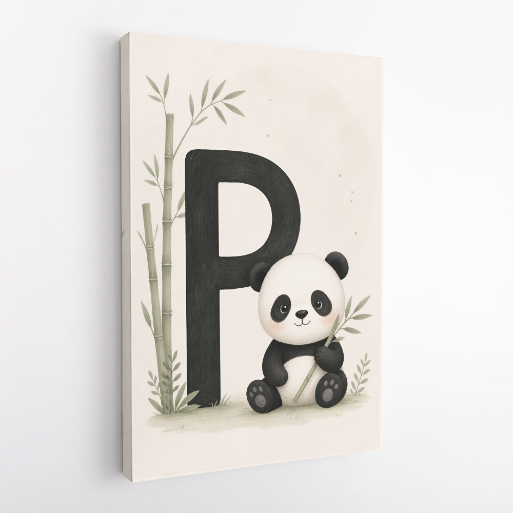 P For Panda Kids Wall Art