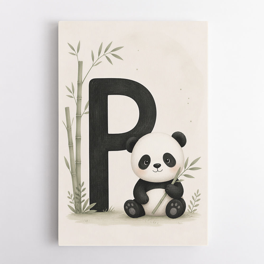 P For Panda Kids Wall Art